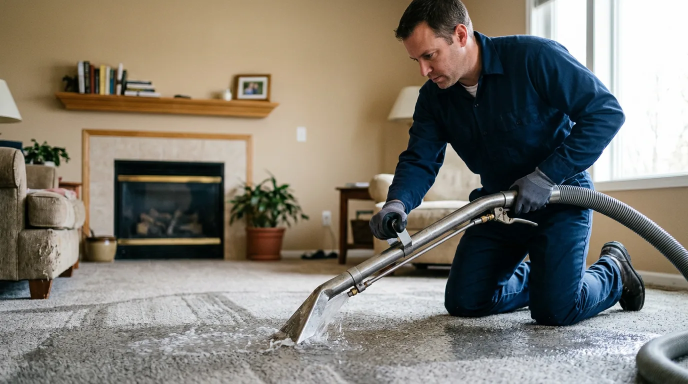 Water damage restoration technician working near Hatfield, MO